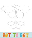 Butterfly Dot to dot puzzle for children. Connect dots game