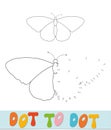 Butterfly Dot to dot puzzle for children. Connect dots game