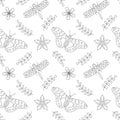 Pattern insects and plants Royalty Free Stock Photo