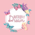 butterfly dream label Royalty Free Stock Photo
