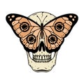 SKULL AND BUTTERFLY COLOR WHITE