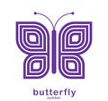 Butterfly elegant geometric linear vector symbol isolated over white background, best logo for beauty salon or boutique or