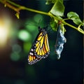 butterfly emerging from the chrysalis of a butterfly