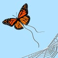 A butterfly that escaped from the web, a thematic drawing