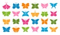 Butterfly exotic stamp set for scrapbook stencil sign shape moths symbol collection print vector