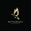Butterfly face natural logo design vector