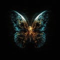 Butterfly Face Shape In Fire On Black Background. Generative AI