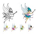Butterfly fairy hand drawn illustration - coloring book