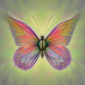 Butterfly fantasy exotic colorful crayon drawing, gorgeous pastel colors