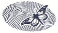 Butterfly on Fingerprint Pattern Unique Identity Nature Vector, vector design Generative AI Royalty Free Stock Photo