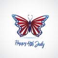 Butterfly USA flag colors logo vector