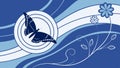 Butterfly with Floral Elements on Abstract Waves, Dynamic Nature Art, vector design Generative AI Royalty Free Stock Photo