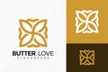 Butterfly with Floral Love Logo Vector Design. Abstract emblem, designs concept, logos, logotype element for template Royalty Free Stock Photo