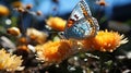 A butterfly on a flower close-up. Generative AI.