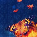 Butterfly on the flower.digital painting Royalty Free Stock Photo