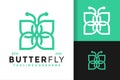 Butterfly flower leaf logo design vector symbol icon illustration Royalty Free Stock Photo