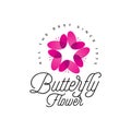 Butterfly Flower logo design. pink, star and love