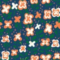 Butterfly flower stripe seamless pattern