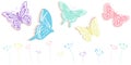 Butterfly and flowers abstract spring time banner vector background Royalty Free Stock Photo