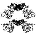 Butterfly and flowers vector decor