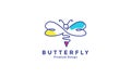 Butterfly fly lines art colorful logo design vector symbol icon illustration Royalty Free Stock Photo