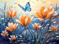 A Butterfly Flying Over Flowers Royalty Free Stock Photo