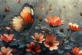 Butterfly Flying Over Flowers Royalty Free Stock Photo