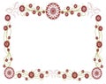 isolated Floral frame with stylized flowers and butterflies. Royalty Free Stock Photo