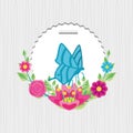 butterfly in frame circular with decoration of flowers