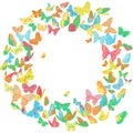 Butterfly frame, wreath design element, bright colors Royalty Free Stock Photo