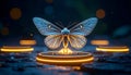 Butterfly on glowing orange circle background Royalty Free Stock Photo