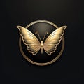 Butterfly with golden wings on a black background. Vector illustration Royalty Free Stock Photo