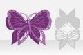 Butterfly greeting card laser cutting. Silhouette design.