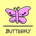 Butterfly hand-drawn style. Royalty Free Stock Photo