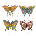 Butterfly hippie retro. Vector illustration