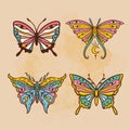 Butterfly hippie retro. Vector illustration