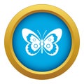 Butterfly icon blue vector isolated Royalty Free Stock Photo