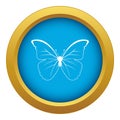 Butterfly icon blue vector isolated Royalty Free Stock Photo