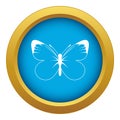 Butterfly icon blue vector isolated Royalty Free Stock Photo