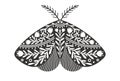 Butterfly icon with floral ornament. Vintage silhouette Royalty Free Stock Photo