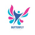 Butterfly icon logo design. Beautiful nature concept sign. Royalty Free Stock Photo