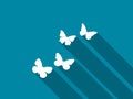 Butterfly icon with long shadow. Vector