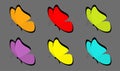 Butterfly icon set. Cute cartoon kawaii funny character. Colorful blue red yellow green orange violet wings. Flying insect Royalty Free Stock Photo