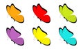 Butterfly icon set. Cute cartoon kawaii funny character. Colorful blue red yellow green orange violet wings. Flying insect Royalty Free Stock Photo