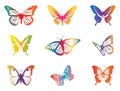 Butterfly icons set in different colorful gradient. Collection of butterflies Royalty Free Stock Photo