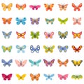 Butterfly icons set flat vector isolated