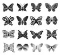 Butterfly icons set, simple style