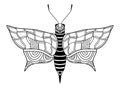 Butterfly illustration. Coloring book page . Royalty Free Stock Photo