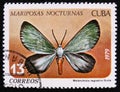 Butterfly with the inscription Melanchroia regnatrix, Night moth series, circa 1979