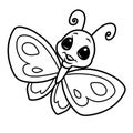 Butterfly insect character cartoon coloring page illustration